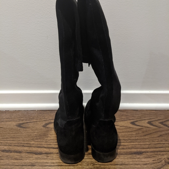 Audrey Brooke Tamela Over the Knee Black Suede Boots - Picture 4 of 6